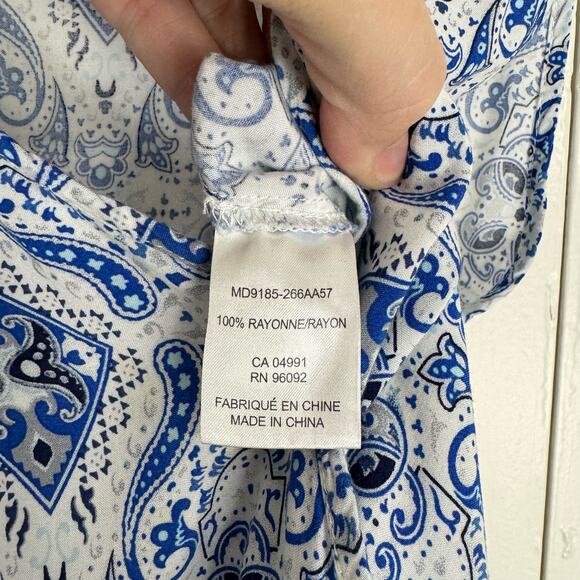 Eliane Rose Blue & White Print V-neck Splice Drawstring Sleeveless Jumpsuit - Picture 7 of 10